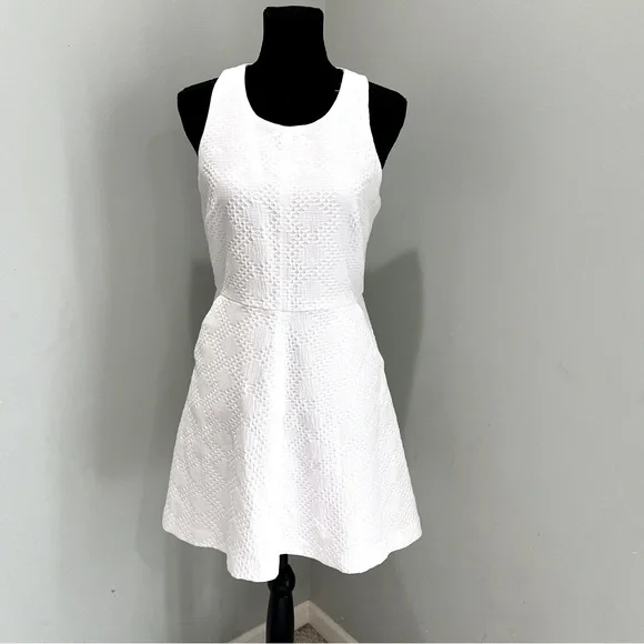 green emerald velvet dress Pleats and Flare Stretchy Linen Mini Dress - White main image 0